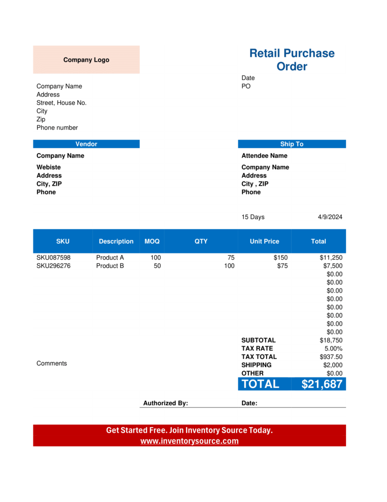 Retail Purchase Order