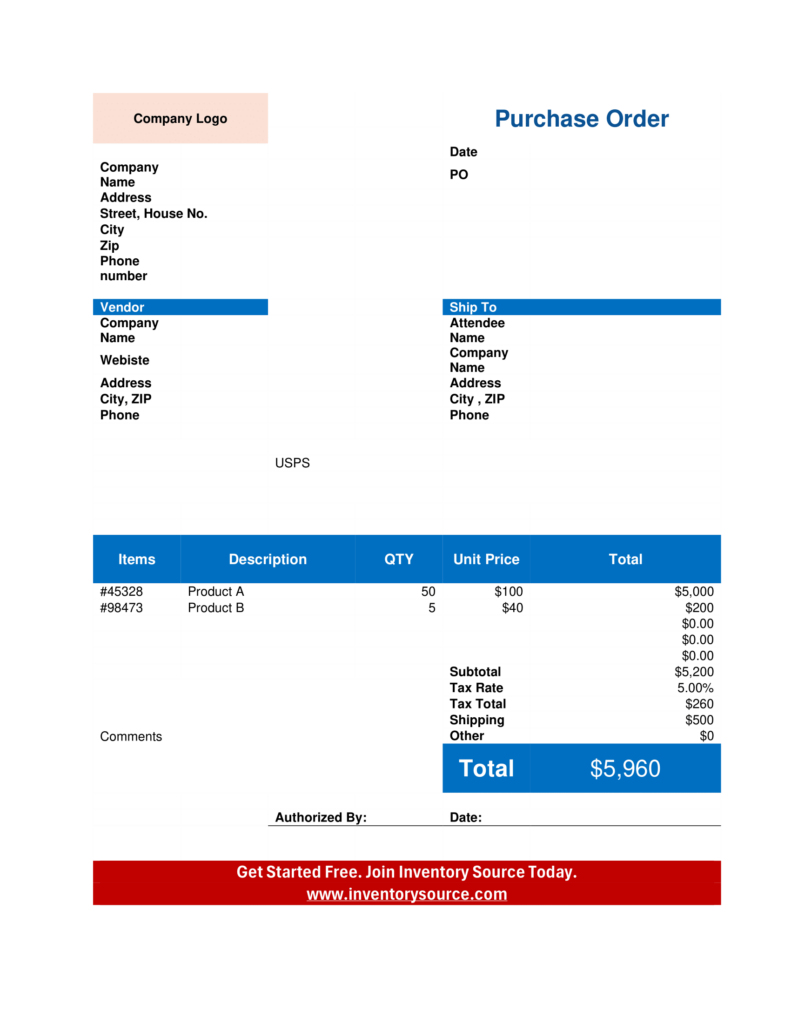 Standard Purchase Order Template